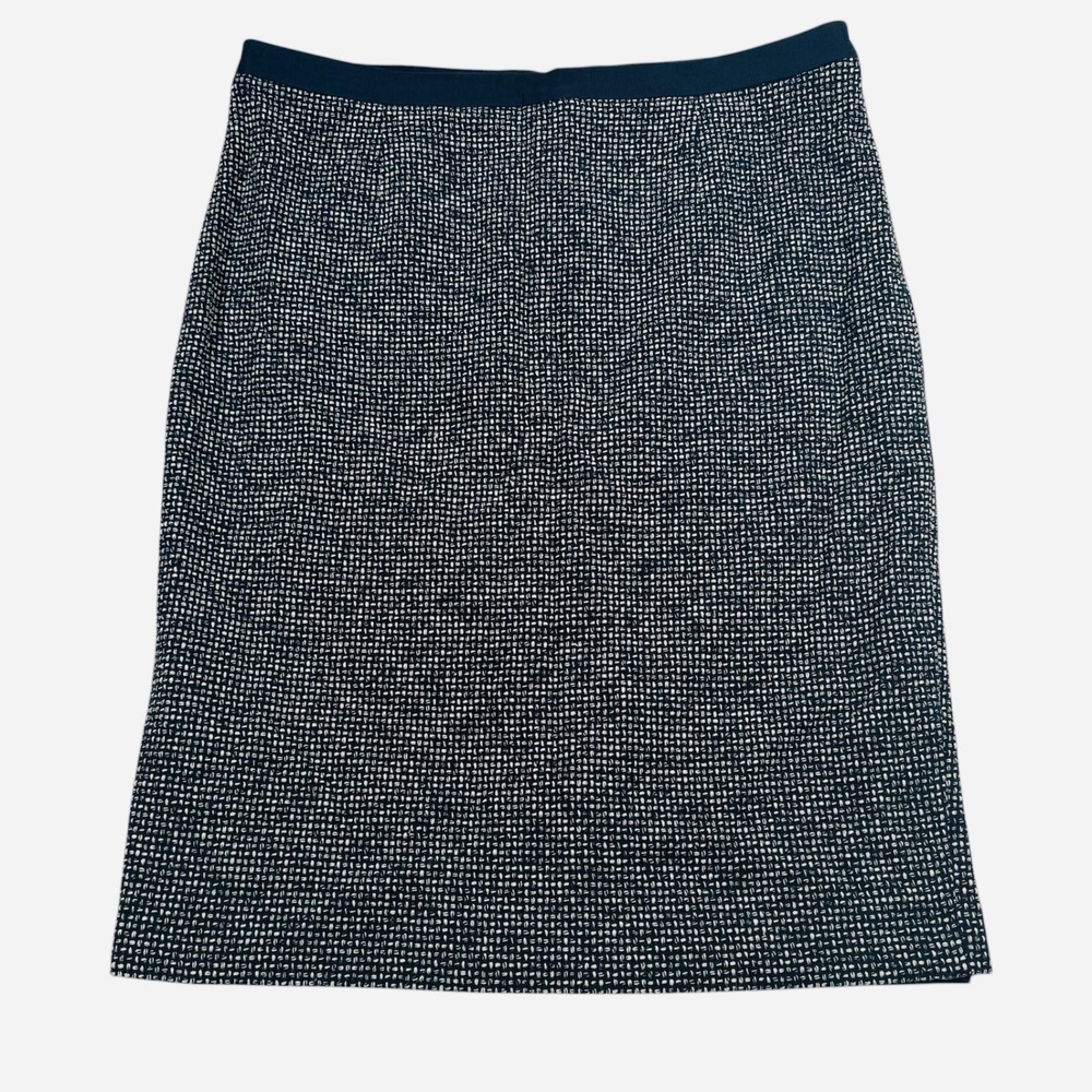 Boden Pencil Skirt Women 14L Navy‎ Blue Textured Cotton Blend Knee Length T0100